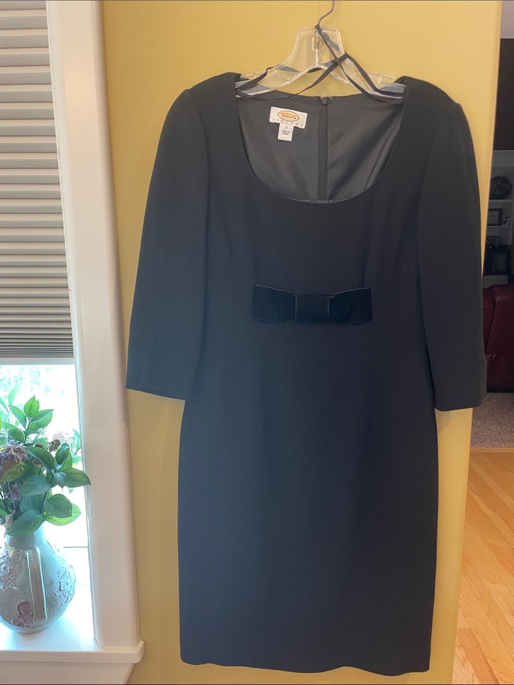 NWOT Talbots Black Long-Sleeve Sheath Dress with Velvet Bow